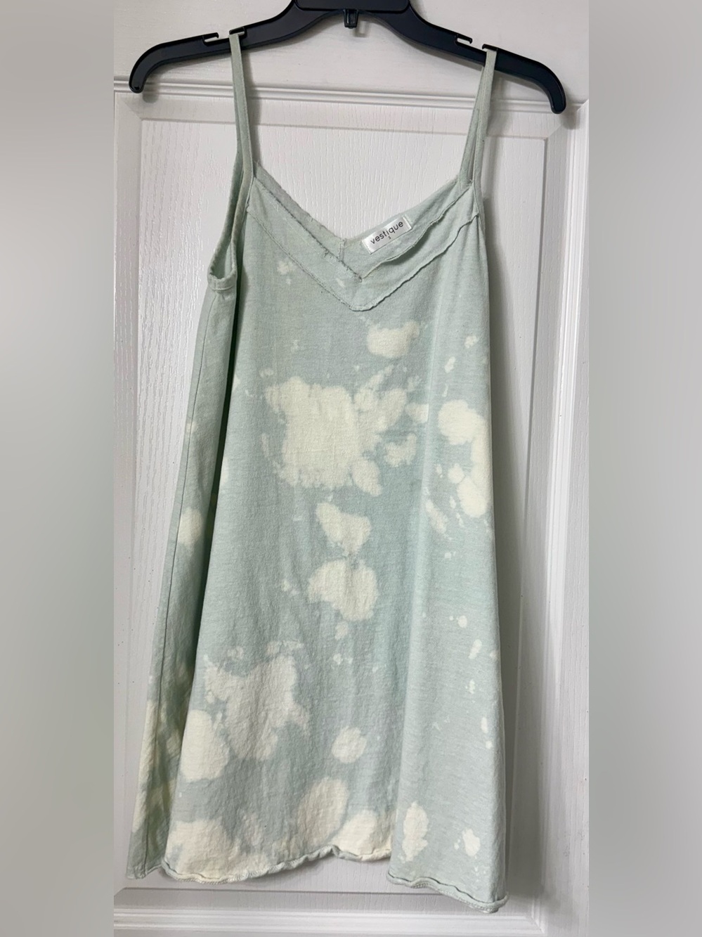 Vestique Sage and White Tie-Dye Slip Dress